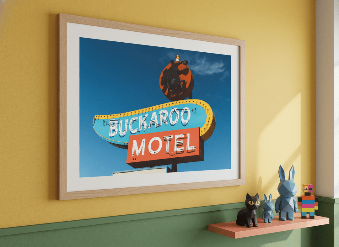 Bold wall art styled in a colourful, eclectic modern home