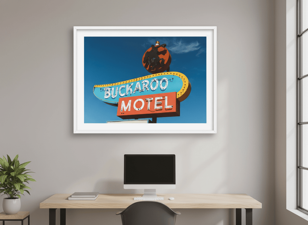 Contemporary wall art featured in a bright modern office workspace