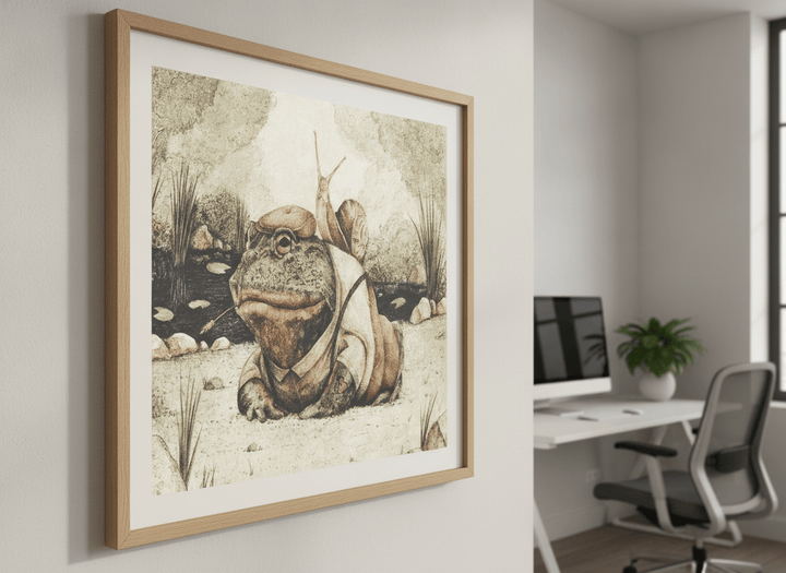 Contemporary wall art featured in a bright modern office workspace
