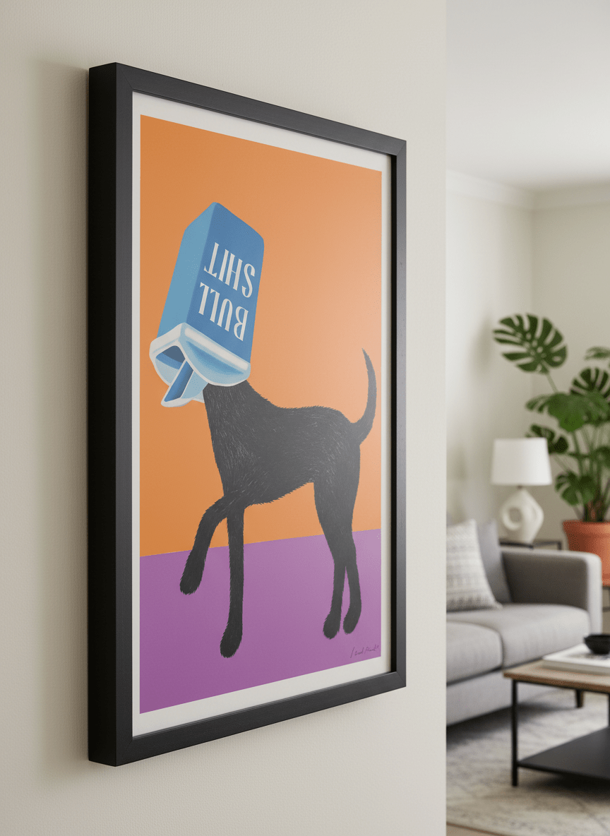 Modern wall art styled above a sofa in a neutral living room