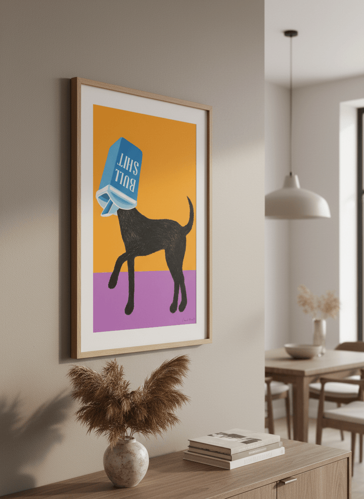 Wall art styled above a dining table in a contemporary home