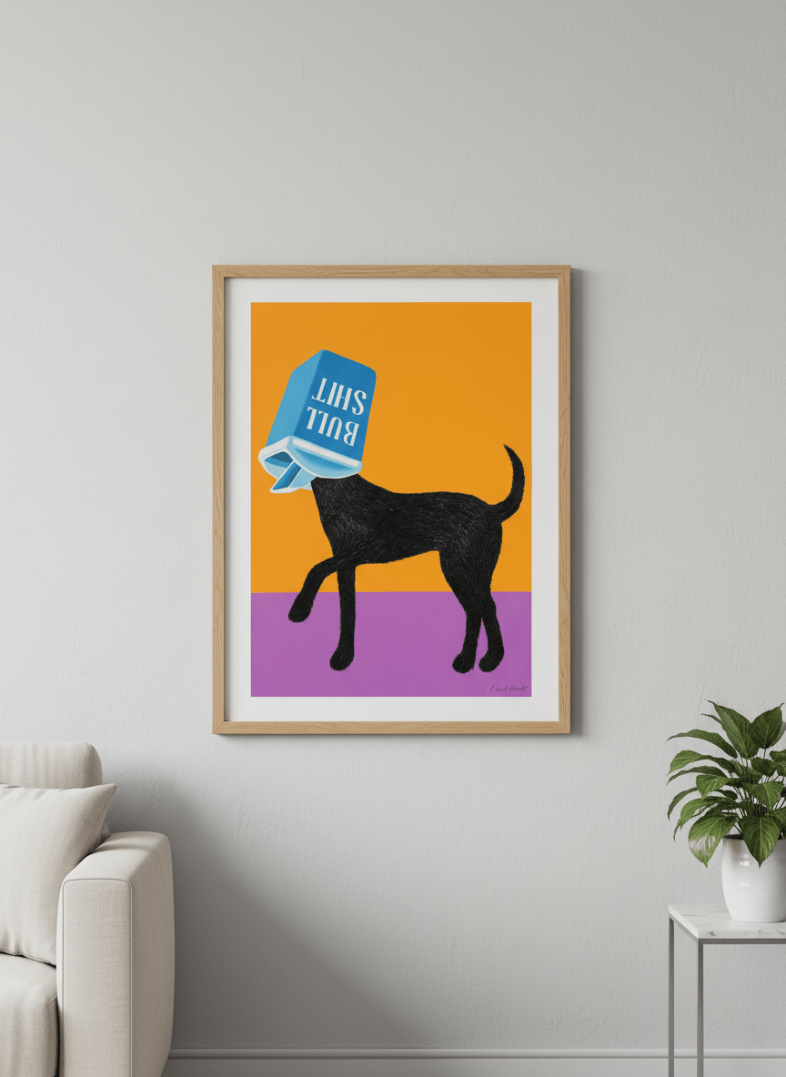 Modern wall art styled above a sofa in a neutral living room