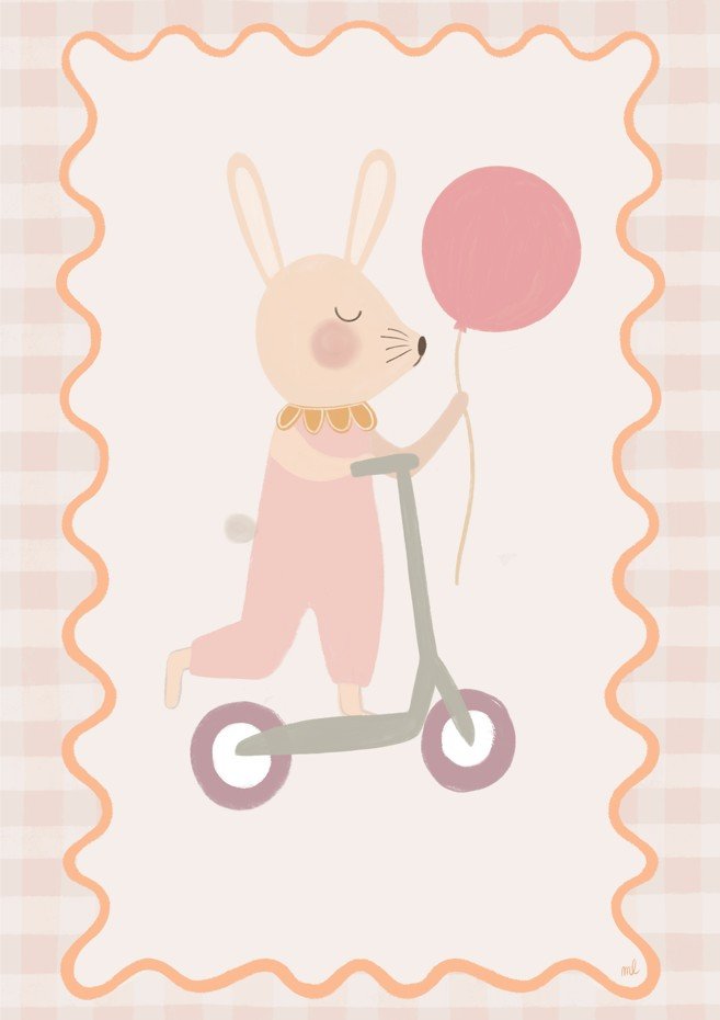 Bunny on a Scooter by Menina Lisboa