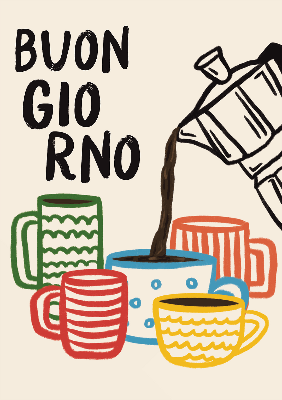 Buongiorno Bialetti Coffee Kitchen Print - Style My Wall, frame