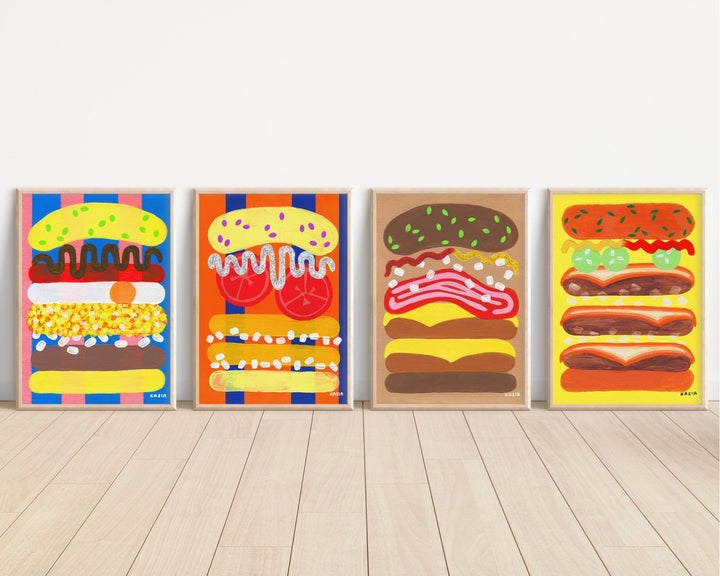 Burger Bonanza Set of 4 Illustrations by Kasia Sykus wall - art - picture - poster