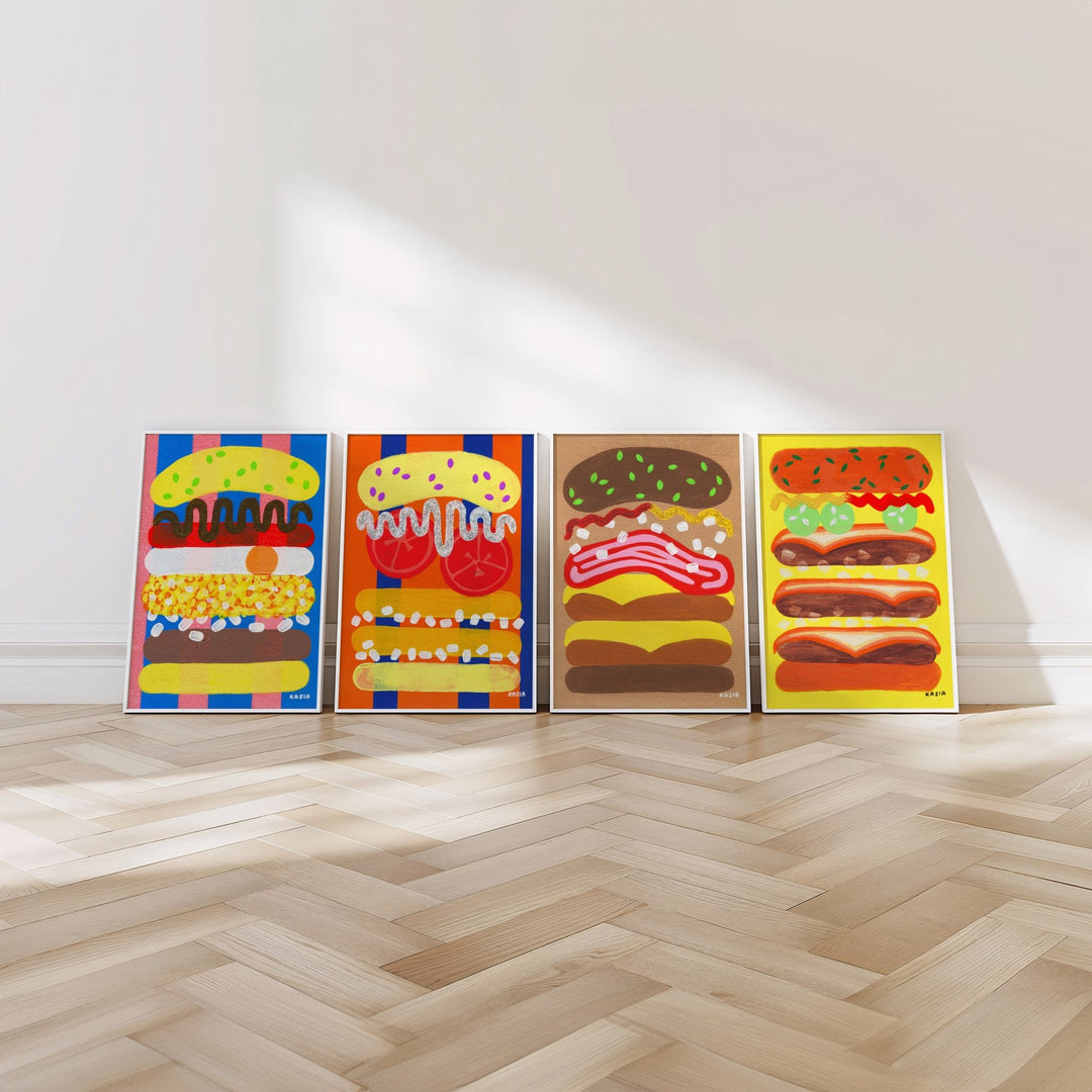 Burger Bonanza Set of 4 Illustrations by Kasia Sykus wall - art - picture - poster