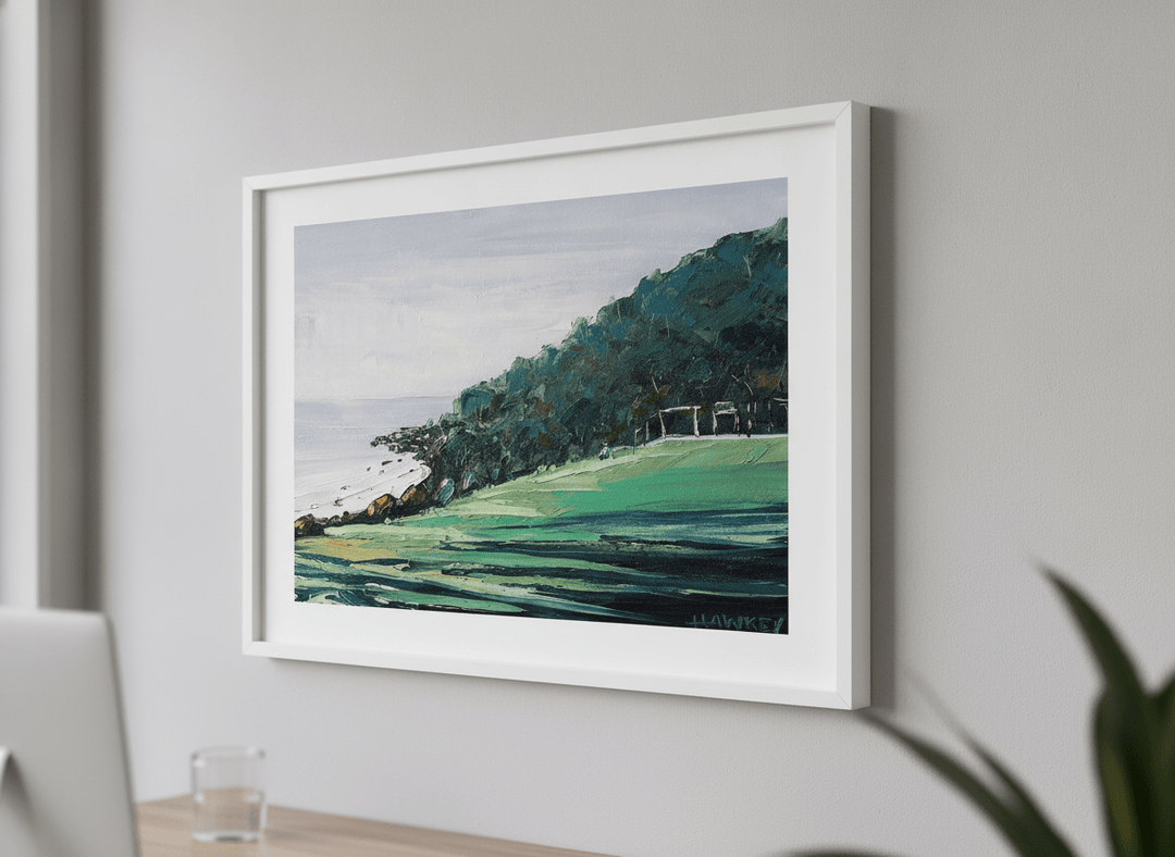 Contemporary wall art featured in a bright modern office workspace