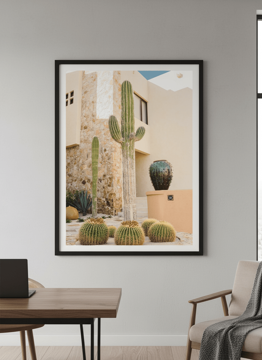 Contemporary wall art featured in a bright modern office workspace