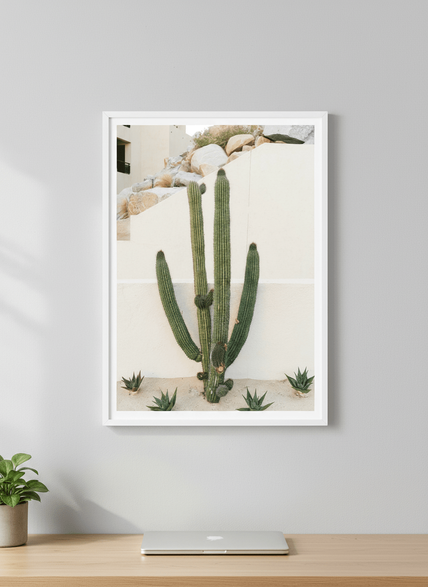 Contemporary wall art featured in a bright modern office workspace