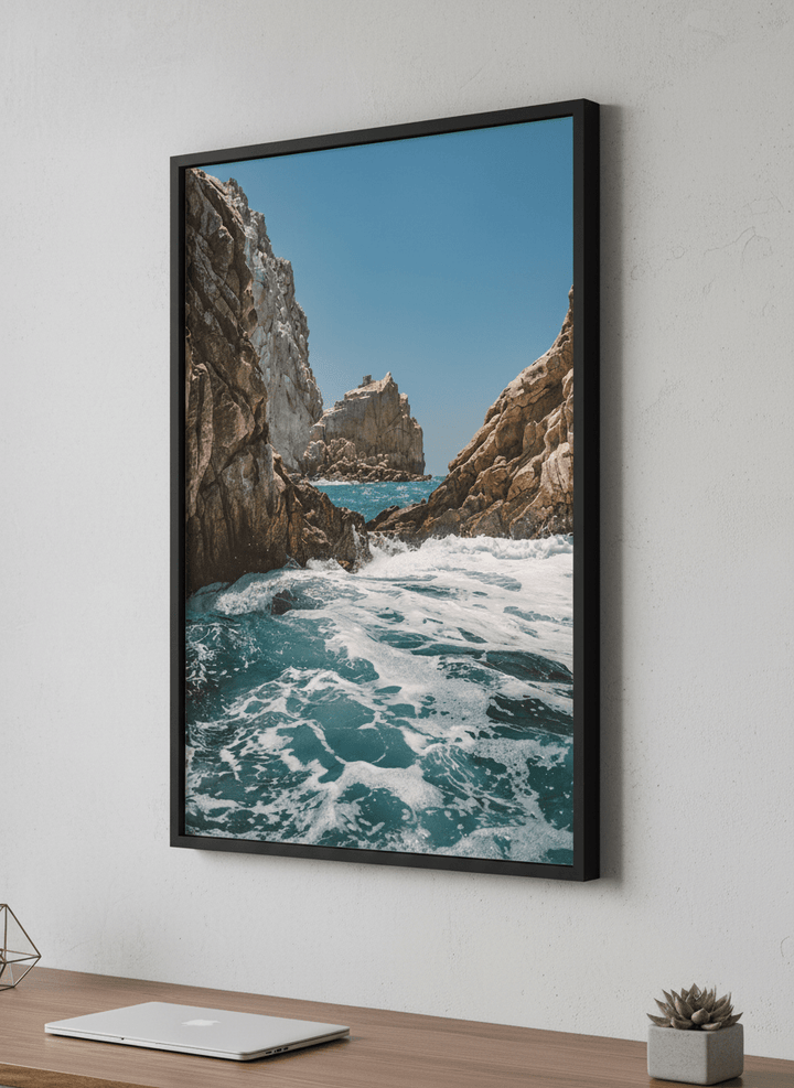 Contemporary wall art featured in a bright modern office workspace