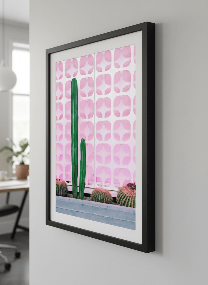 Contemporary wall art featured in a bright modern office workspace