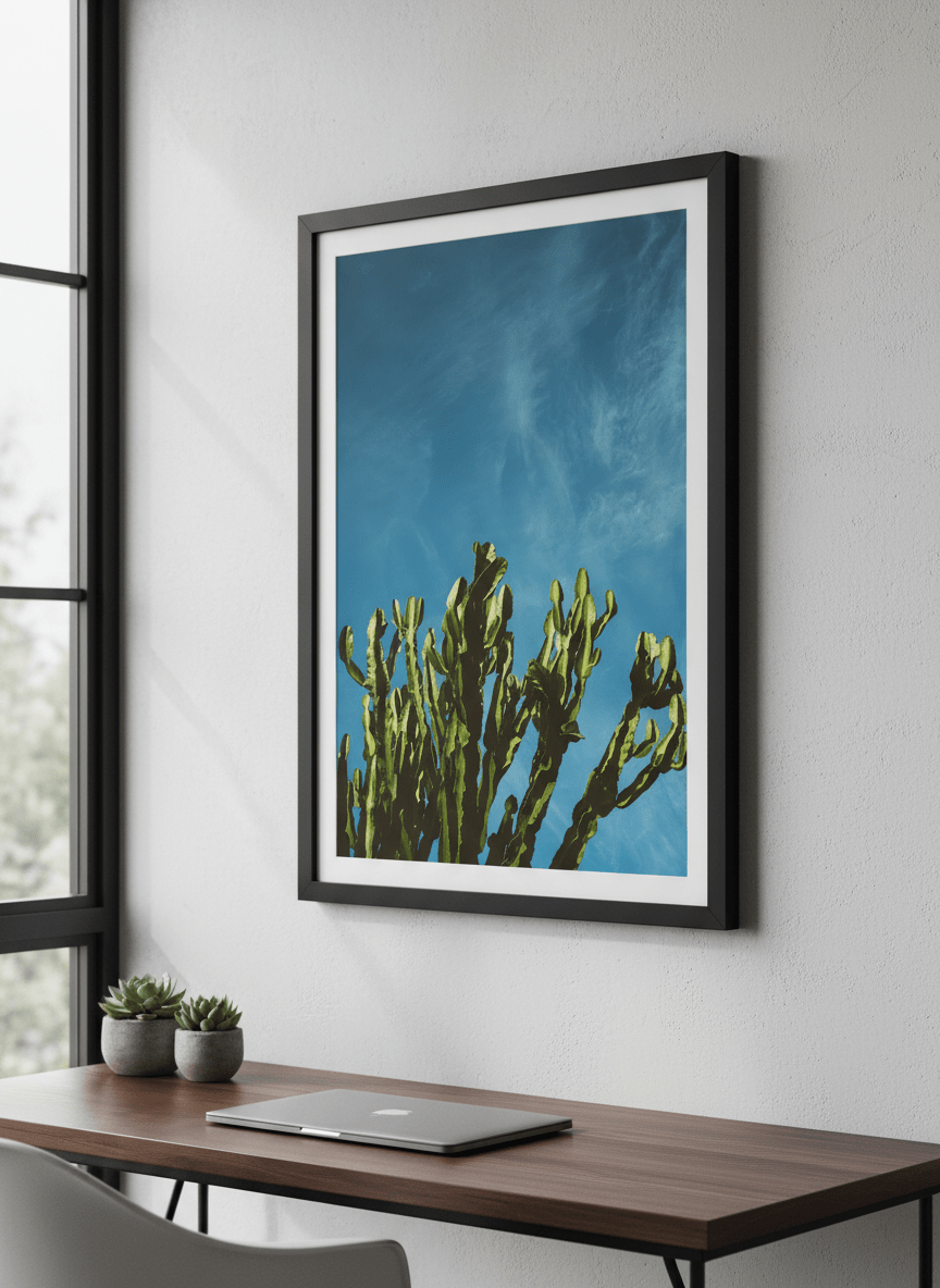 Contemporary wall art featured in a bright modern office workspace