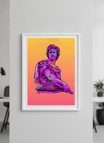 Contemporary wall art featured in a bright modern office workspace