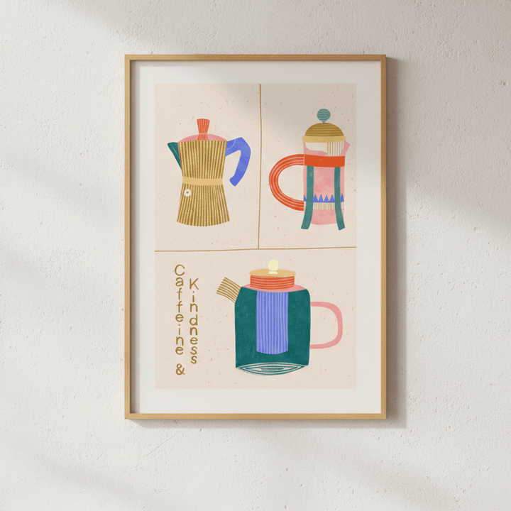 Caffeine and Kindness by Bea Muller wall - art - picture - poster
