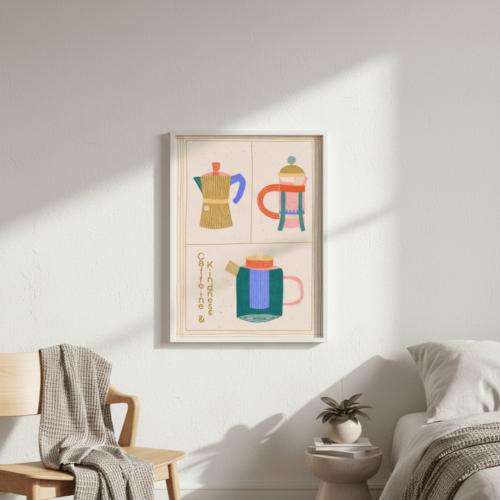 Caffeine and Kindness by Bea Muller wall - art - picture - poster