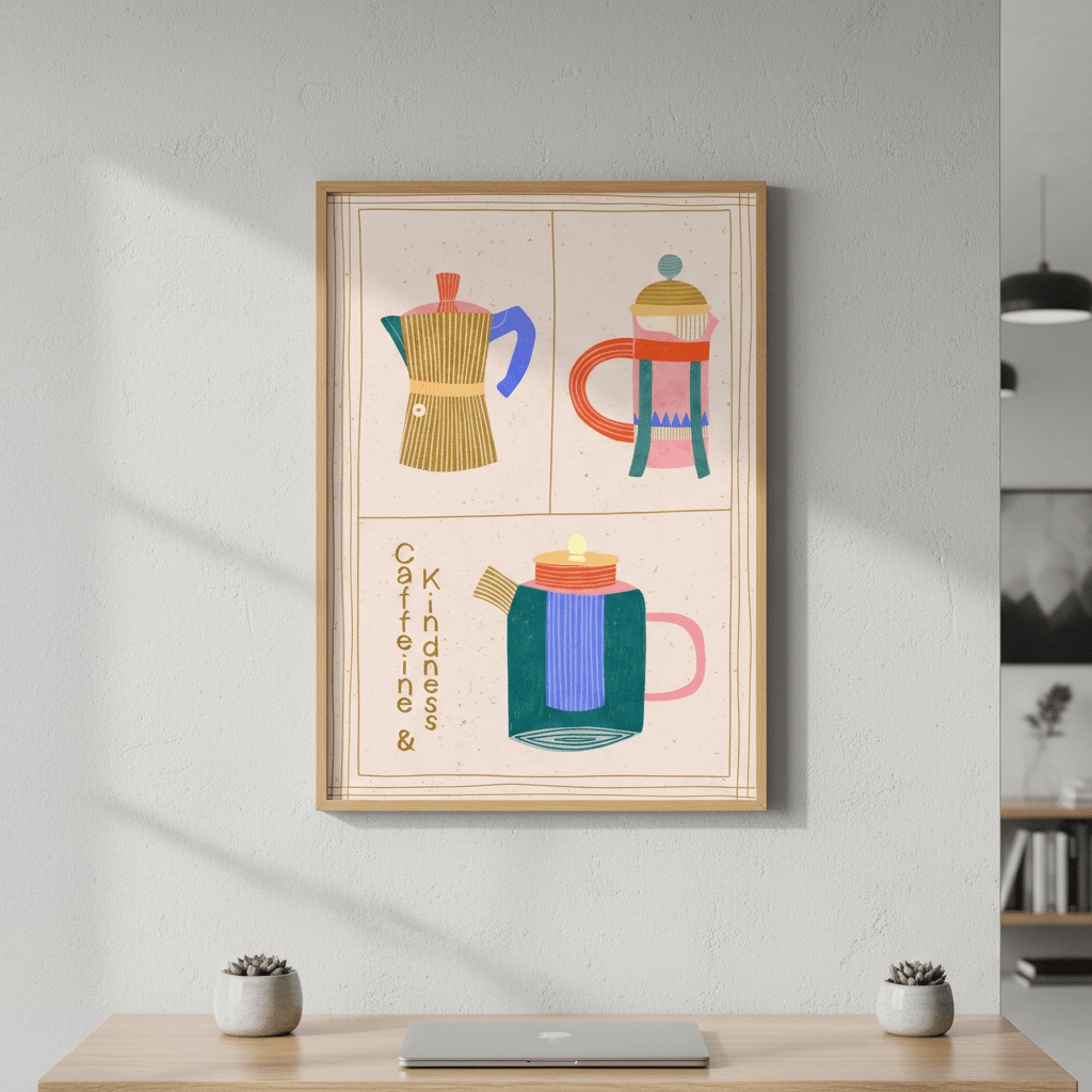 Caffeine and Kindness by Bea Muller wall - art - picture - poster