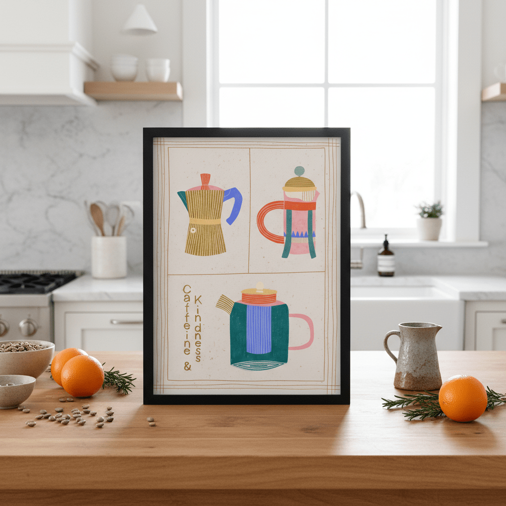 Caffeine and Kindness by Bea Muller wall - art - picture - poster