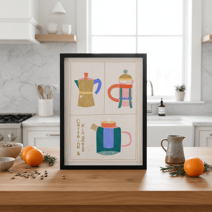 Caffeine and Kindness by Bea Muller wall - art - picture - poster