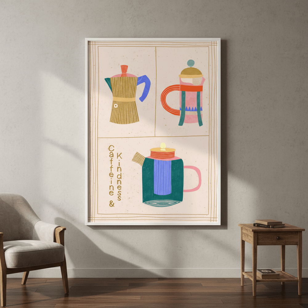 Caffeine and Kindness by Bea Muller wall - art - picture - poster