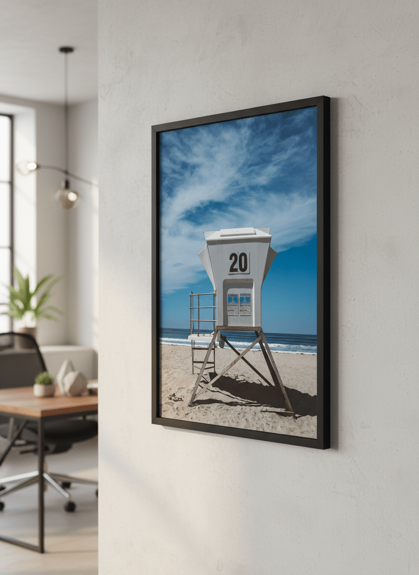 Contemporary wall art featured in a bright modern office workspace