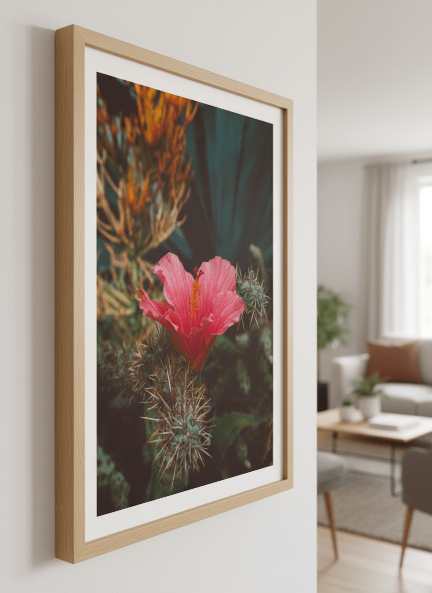Modern wall art styled above a sofa in a neutral living room