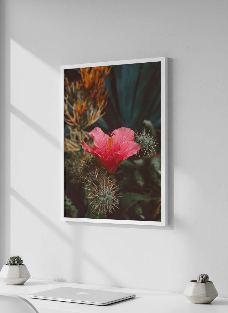 Contemporary wall art featured in a bright modern office workspace