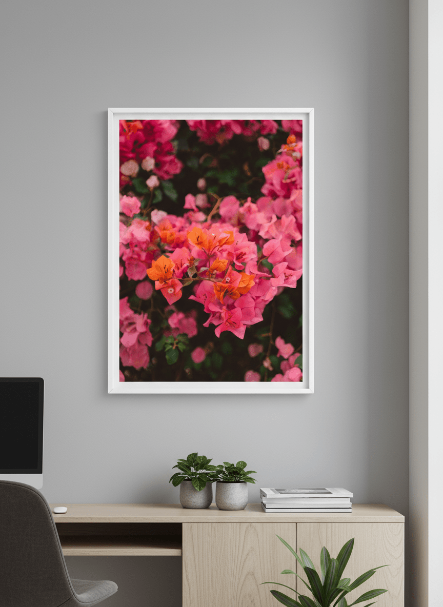 Contemporary wall art featured in a bright modern office workspace
