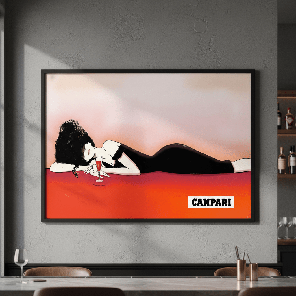 Campari 1960s Woman Italy Landscape Vintage Art Poster wall - art - picture - poster