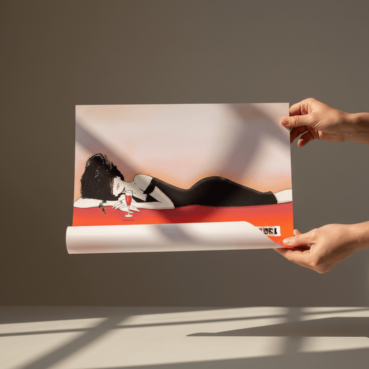 Campari 1960s Woman Italy Landscape Vintage Art Poster wall - art - picture - poster