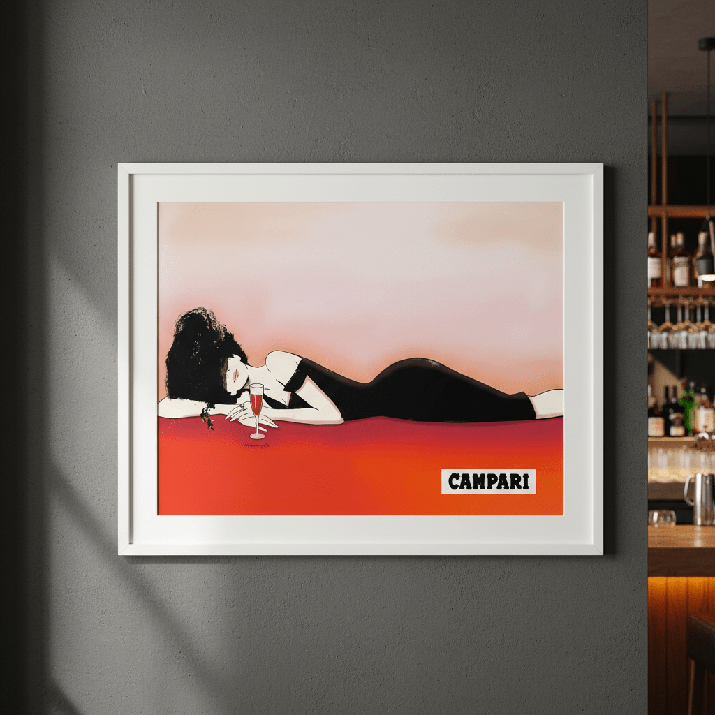 Campari 1960s Woman Italy Landscape Vintage Art Poster wall - art - picture - poster