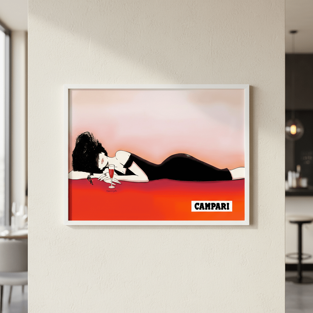 Campari 1960s Woman Italy Landscape Vintage Art Poster wall - art - picture - poster