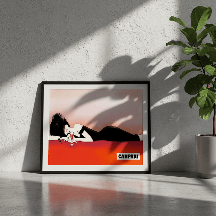 Campari 1960s Woman Italy Landscape Vintage Art Poster wall - art - picture - poster