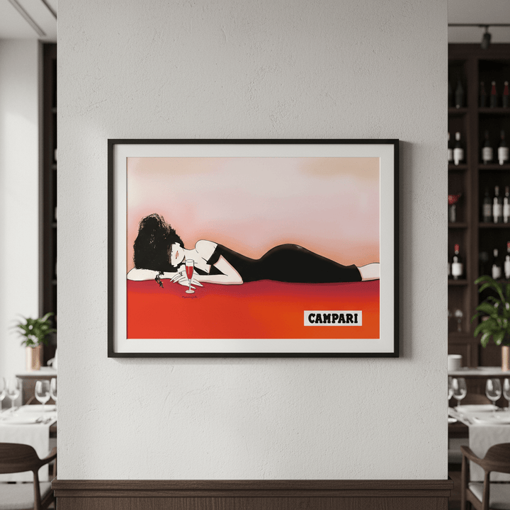 Campari 1960s Woman Italy Landscape Vintage Art Poster wall - art - picture - poster