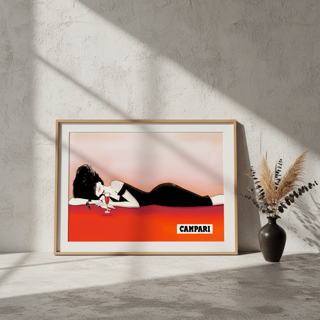 Campari 1960s Woman Italy Landscape Vintage Art Poster wall - art - picture - poster