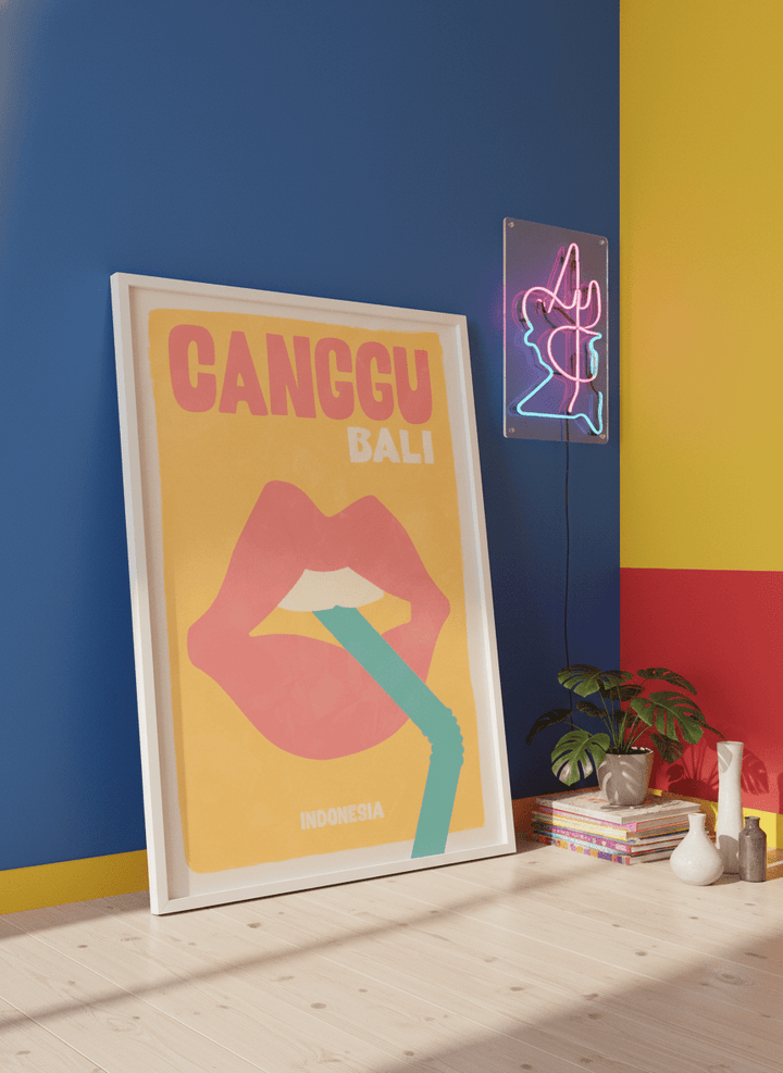 Bold wall art styled in a colourful, eclectic modern home
