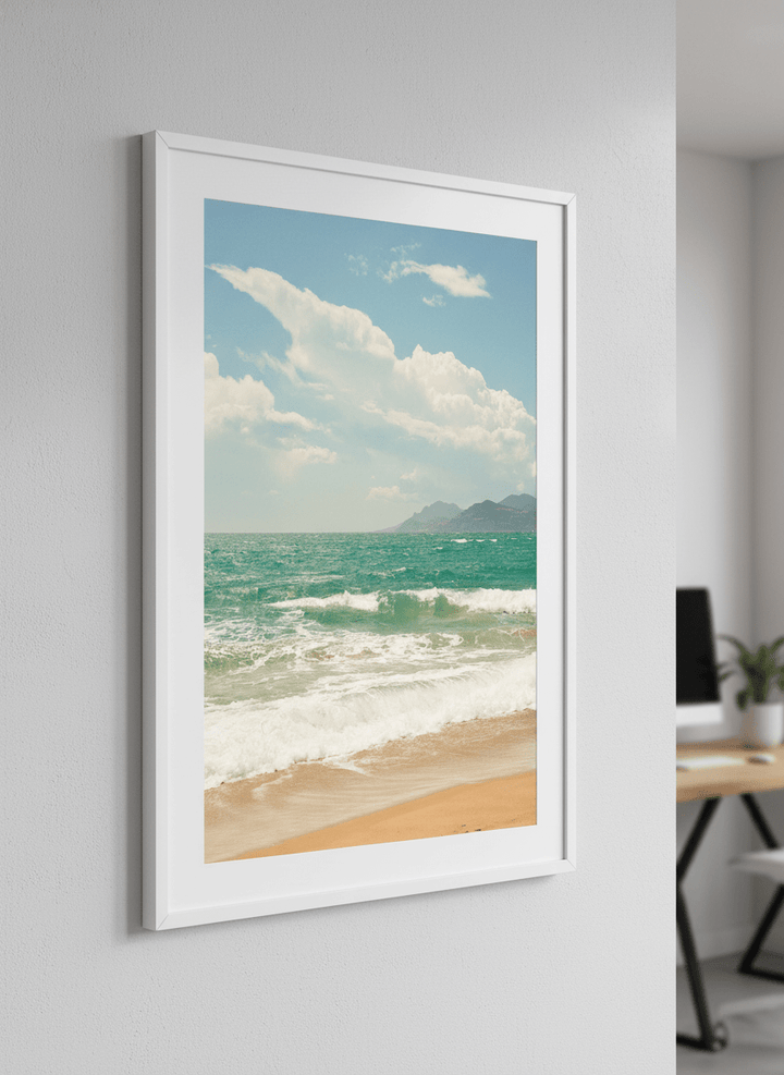Contemporary wall art featured in a bright modern office workspace