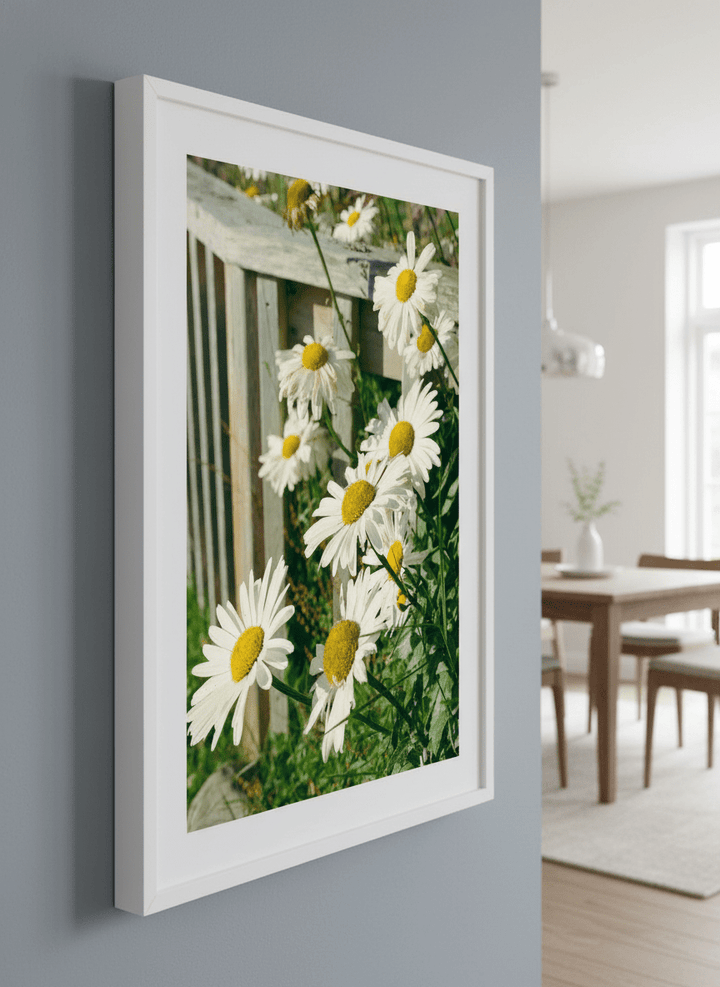 Wall art styled above a dining table in a contemporary home