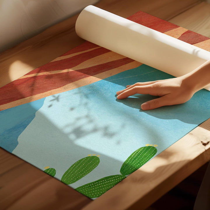 Colorful poster unrolled