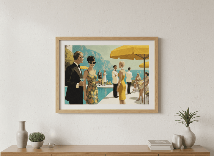 Modern wall art styled above a sofa in a neutral living room