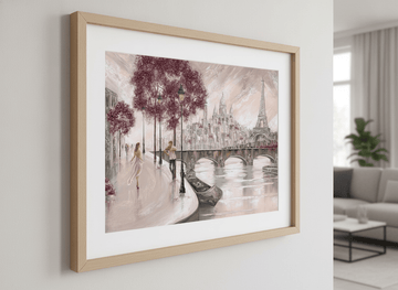 Modern wall art styled above a sofa in a neutral living room