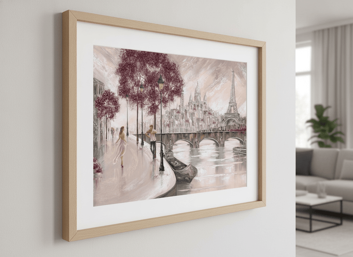 Modern wall art styled above a sofa in a neutral living room