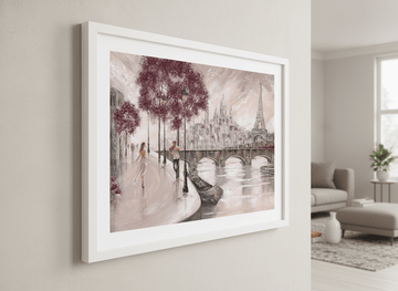 Modern wall art styled above a sofa in a neutral living room