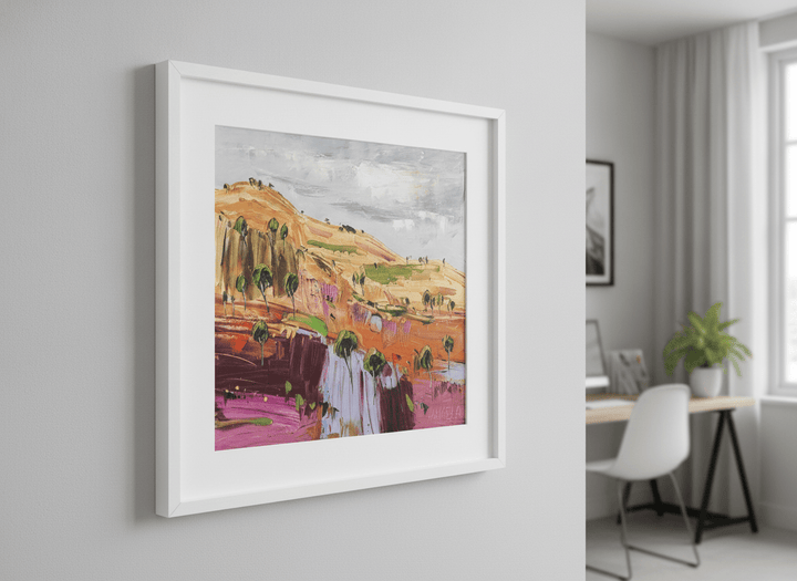 Contemporary wall art featured in a bright modern office workspace