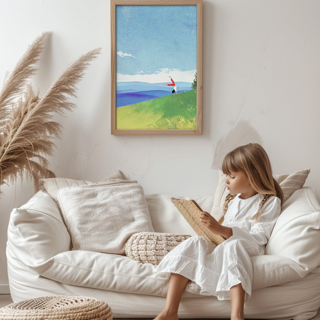 White sofa with artwork on wall