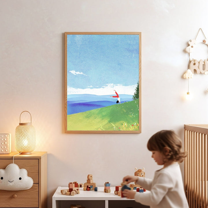 nursery with colorful artwork hanged on  wall