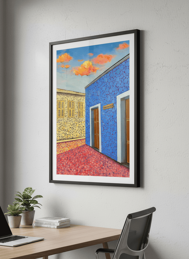Contemporary wall art featured in a bright modern office workspace