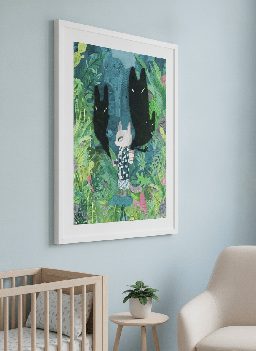 Soft neutral wall art styled in a serene nursery with pastel tones