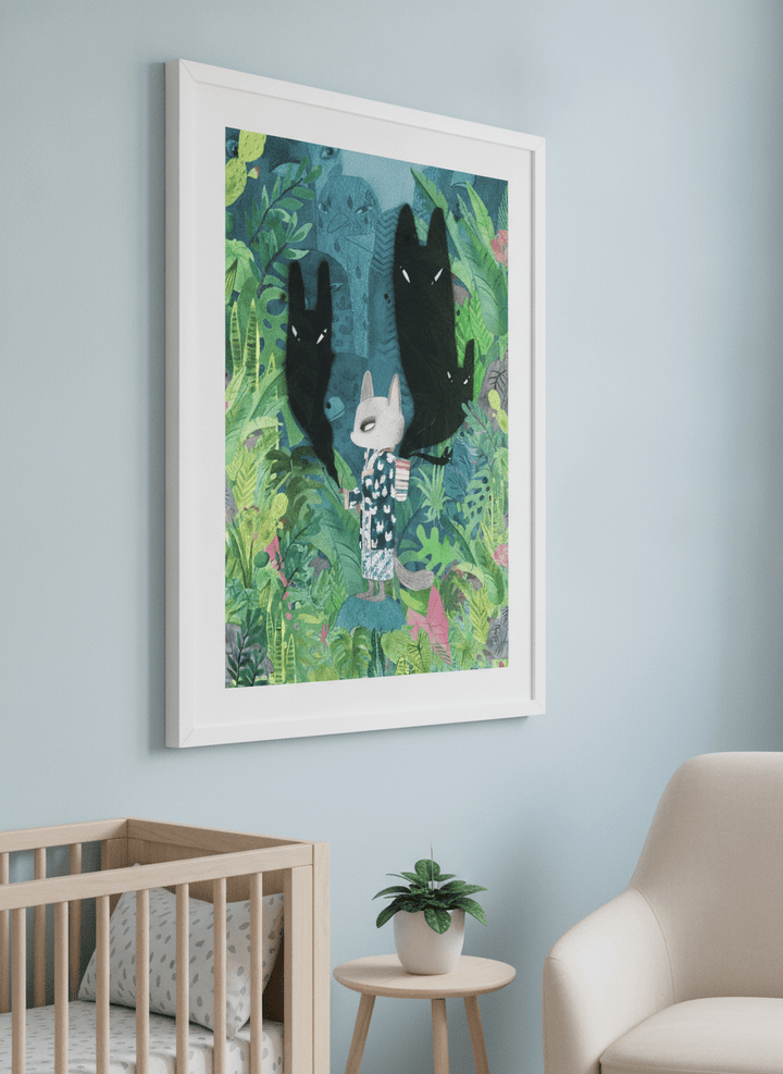 Soft neutral wall art styled in a serene nursery with pastel tones
