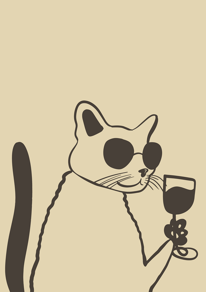 Cat Vino Wine Artwork - Style My Wall