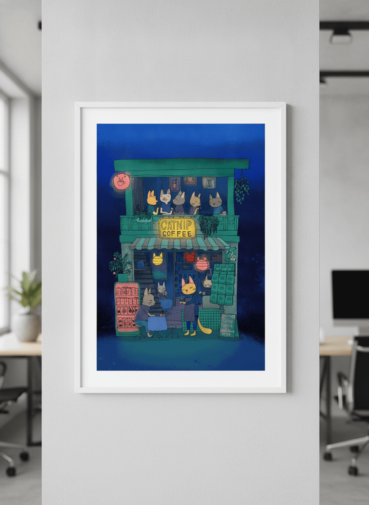 Contemporary wall art featured in a bright modern office workspace